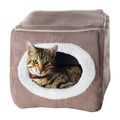Light Brown Plush Cat House for Rabbits, Guinea Pigs, and Small Animals, Cozy Indoor Pet Hideout Bed