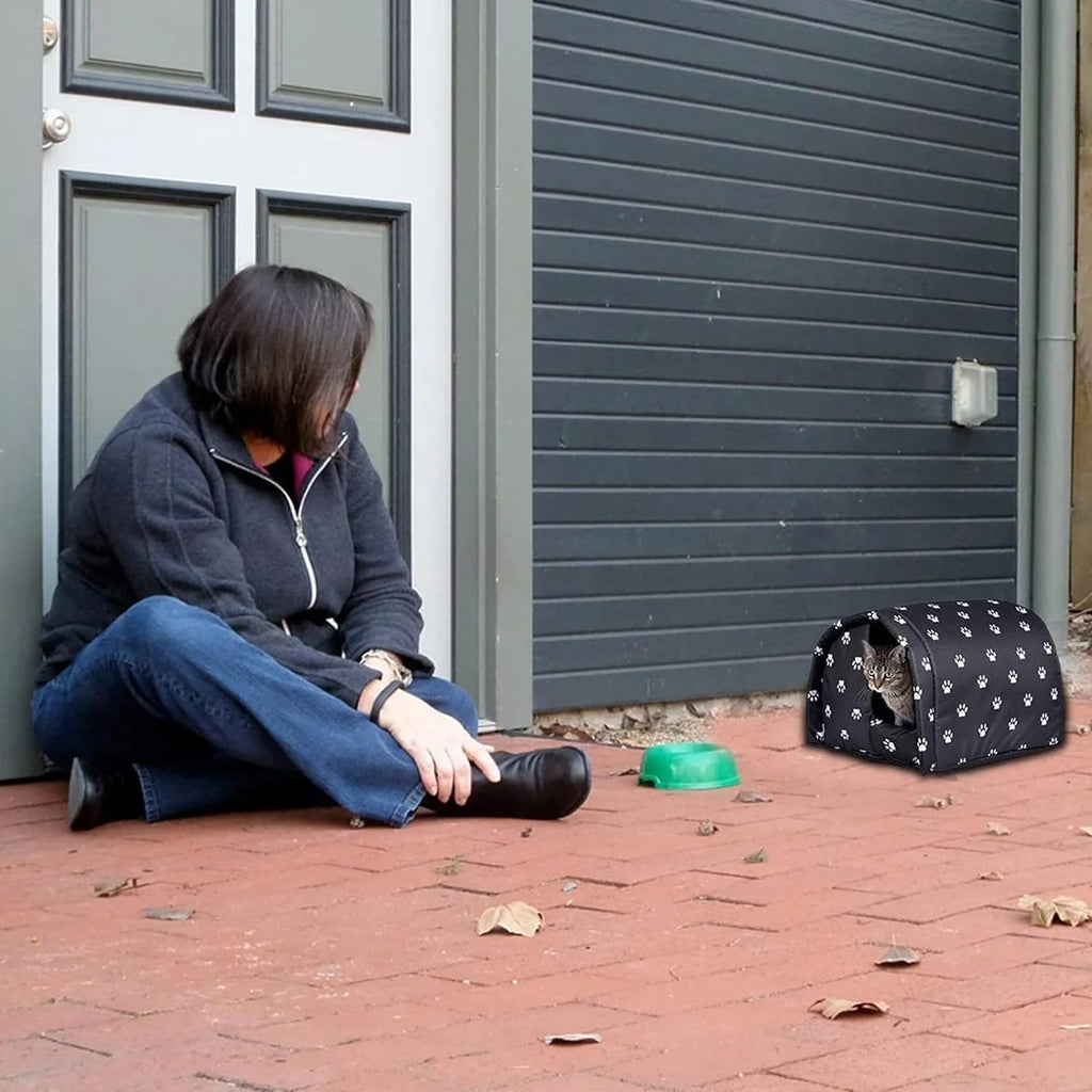 Outdoor Feral Cat House, Weatherproof Foldable Shelter for Stray Cats, Warm Indoor and Outdoor Cat Shelter for Winter