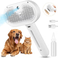 3-in-1 Cat Steam Brush for Grooming Cats & Dogs, Self-Cleaning Pet Hair Removal Comb with Mist Spray, Long and Short Hair Deshedding Tool