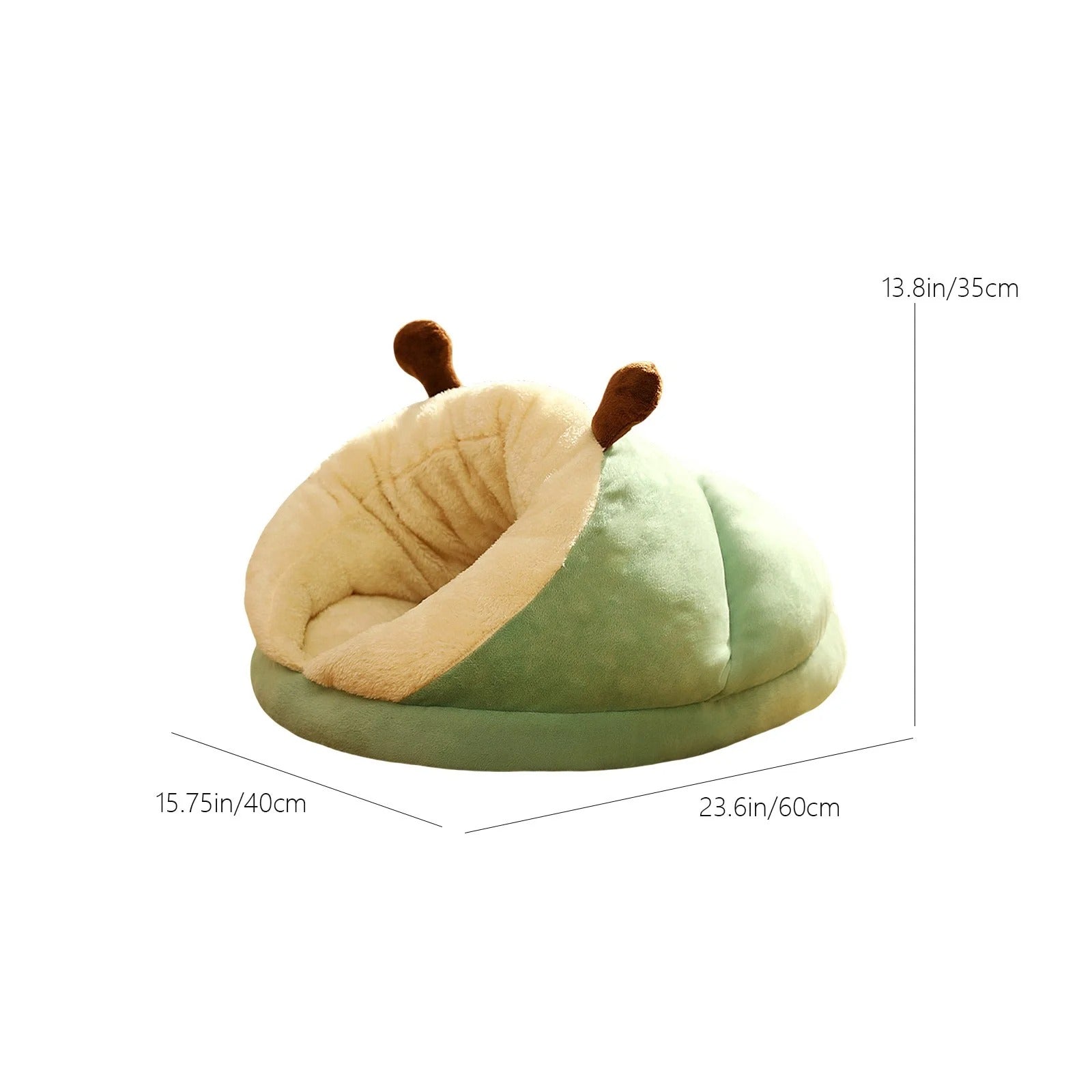 Indoor Cat Cave Bed for Medium and Large Cats, Soft Plush Cushion Cozy Self-Warming Pet Bed for Cats up to 7.5Kg - Green