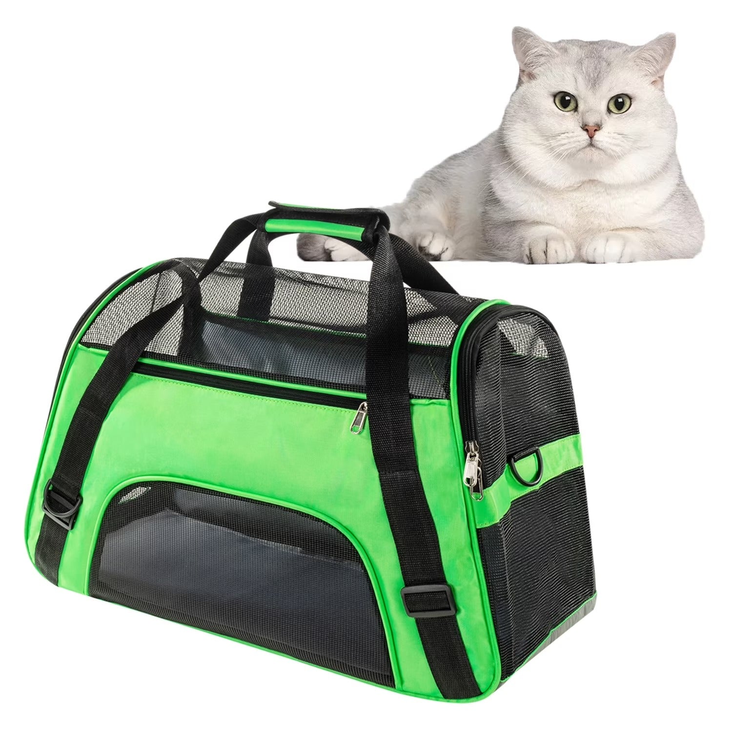 Airline Approved Soft-Sided Pet Carrier for Cats and Small Dogs, Breathable Mesh Travel Carrier for Cabin Flights