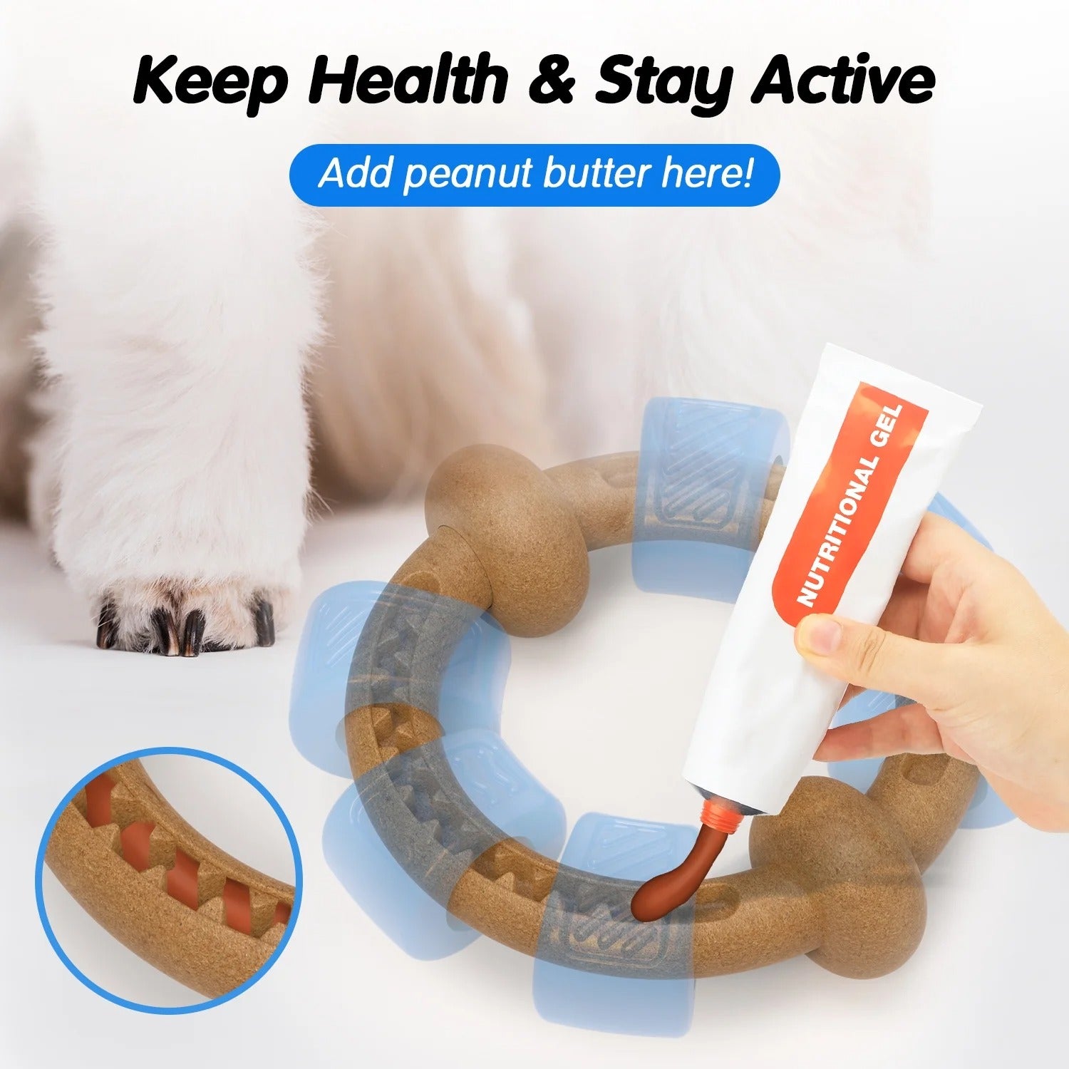 Blue Ring-Shaped Dog Chew Toy for Aggressive Chewers, Durable Interactive Dog Chew Toy for Medium and Large Breeds, Stress-Relief Chewing Toy