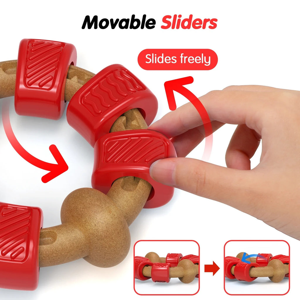 Red Ring-Shaped Dog Chew Toy for Aggressive Chewers, Durable Interactive Chew Toy for Medium and Large Breeds, Stress-Relief Dog Toy