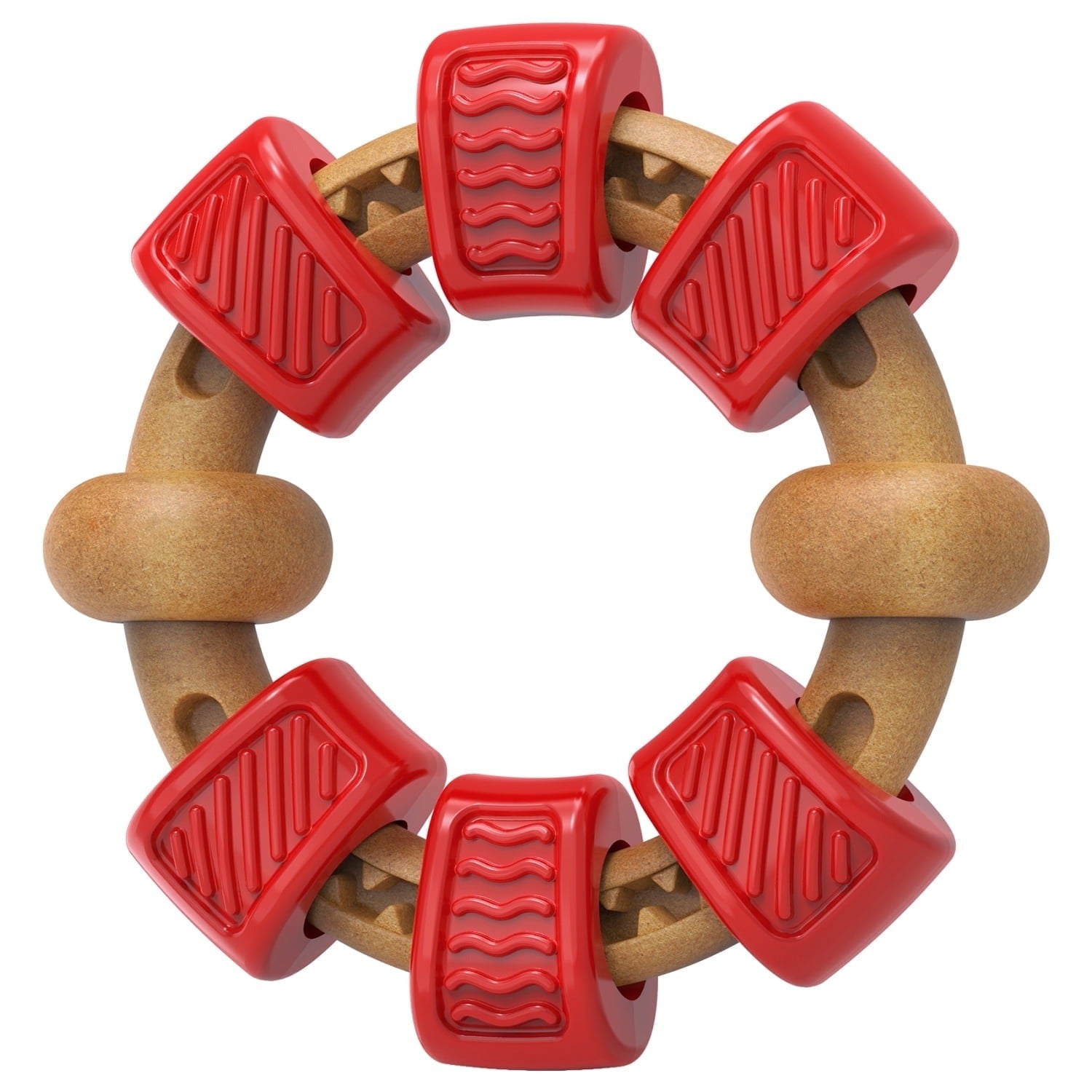 Red Ring-Shaped Dog Chew Toy for Aggressive Chewers, Durable Interactive Chew Toy for Medium and Large Breeds, Stress-Relief Dog Toy