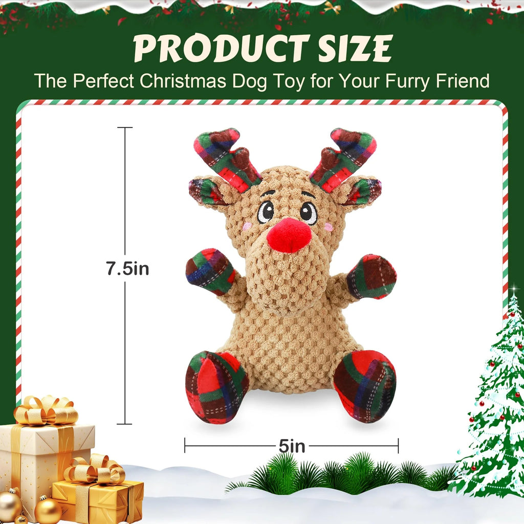 Red Plush Squeaky Dog Toy with Crinkle Paper, Interactive Chew Toy for Puppies, Small, Medium Dogs, Holiday and Training Fun Pet Toy