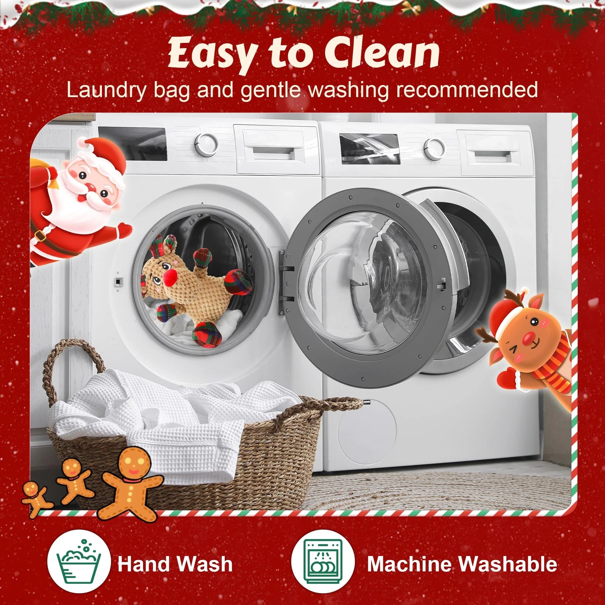 Red Plush Squeaky Dog Toy with Crinkle Paper, Interactive Chew Toy for Puppies, Small, Medium Dogs, Holiday and Training Fun Pet Toy