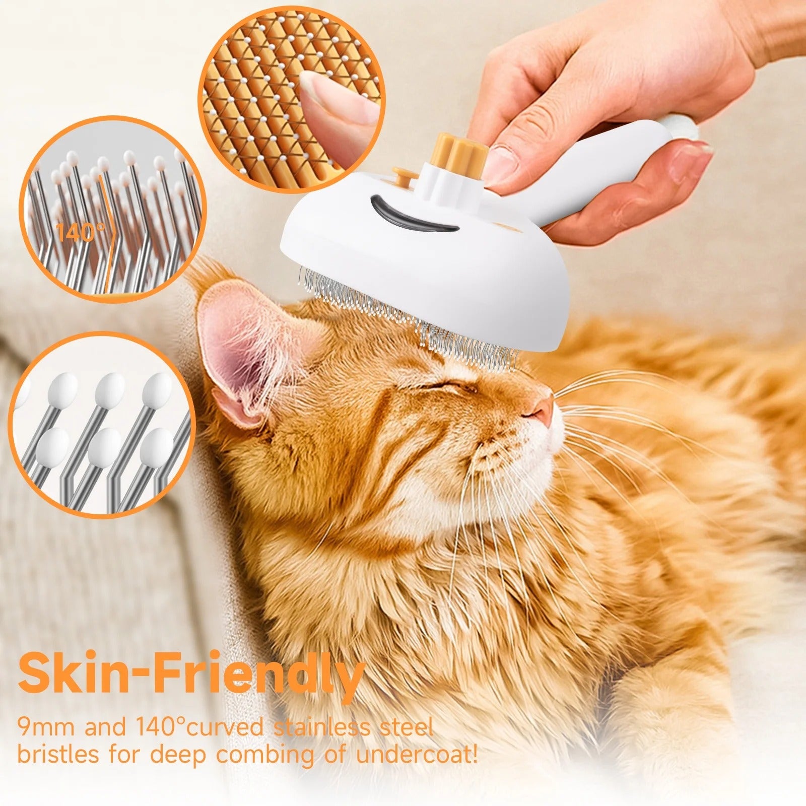 Silver 3-in-1 Steam Grooming Brush for Dogs & Cats, Self-Cleaning Hair Removal Comb with Mist Spray, Waterless Shampoo Included, Long-Haired Pet Grooming Tool