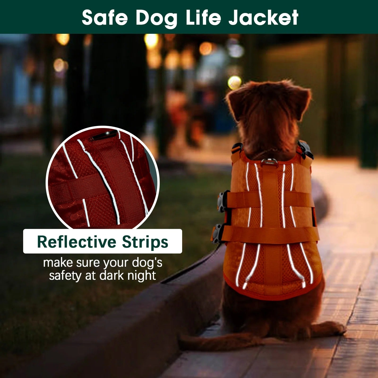 Yellow Adjustable Reflective Dog Life Jacket for Small, Medium & Large Breeds, Floating Safety Vest with Rescue Handle and Leash Hook