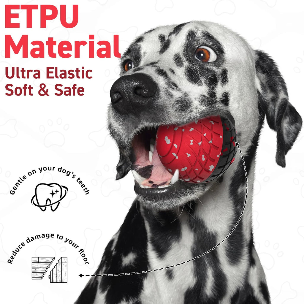 Interactive Smart Dog Toy Ball with Remote Control, Electric Self-Moving Rolling and Bouncing Dog Toy for Small Medium Large Dogs, E-TPU Waterproof, Red & Black