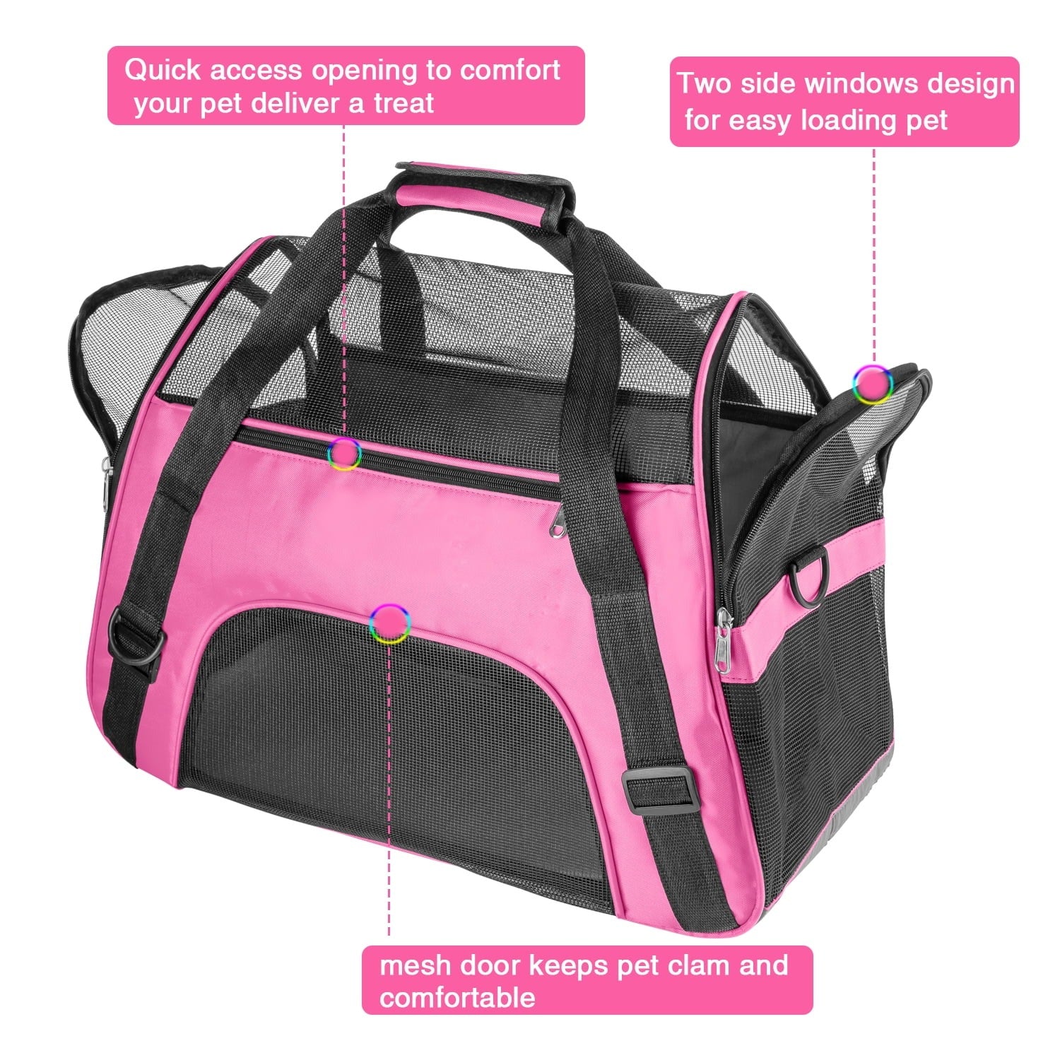 Pink Airline Approved Soft-Sided Pet Carrier for Cats and Small Dogs, Breathable Mesh Travel Carrier for Cabin Flights