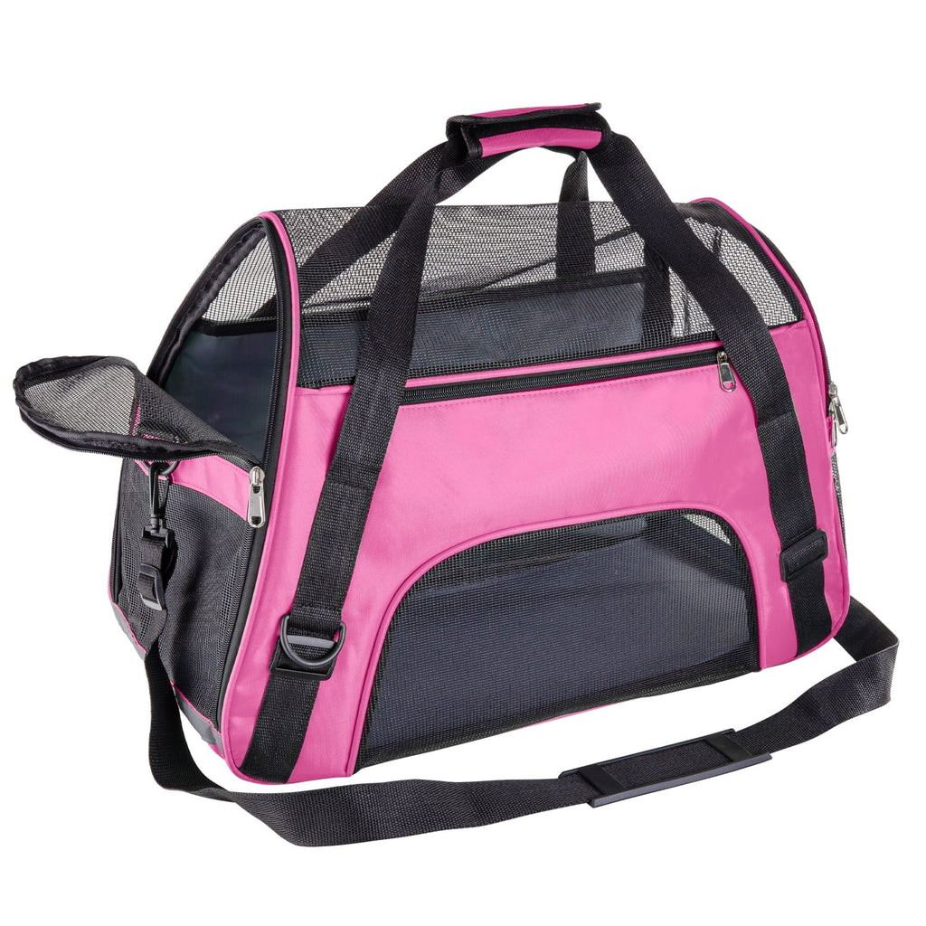 Pink Airline Approved Soft-Sided Pet Carrier for Cats and Small Dogs, Breathable Mesh Travel Carrier for Cabin Flights