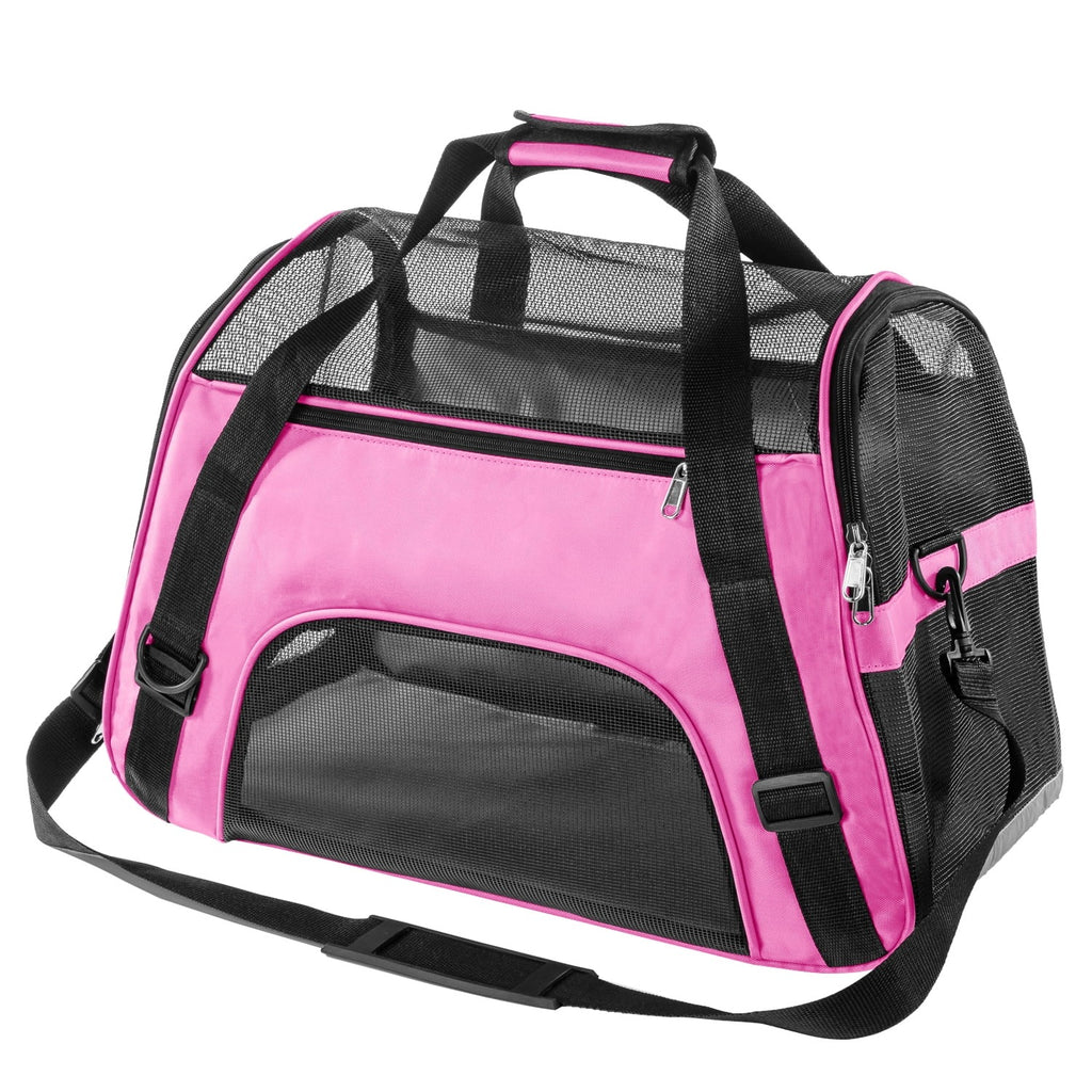 Pink Airline Approved Soft-Sided Pet Carrier for Cats and Small Dogs, Breathable Mesh Travel Carrier for Cabin Flights