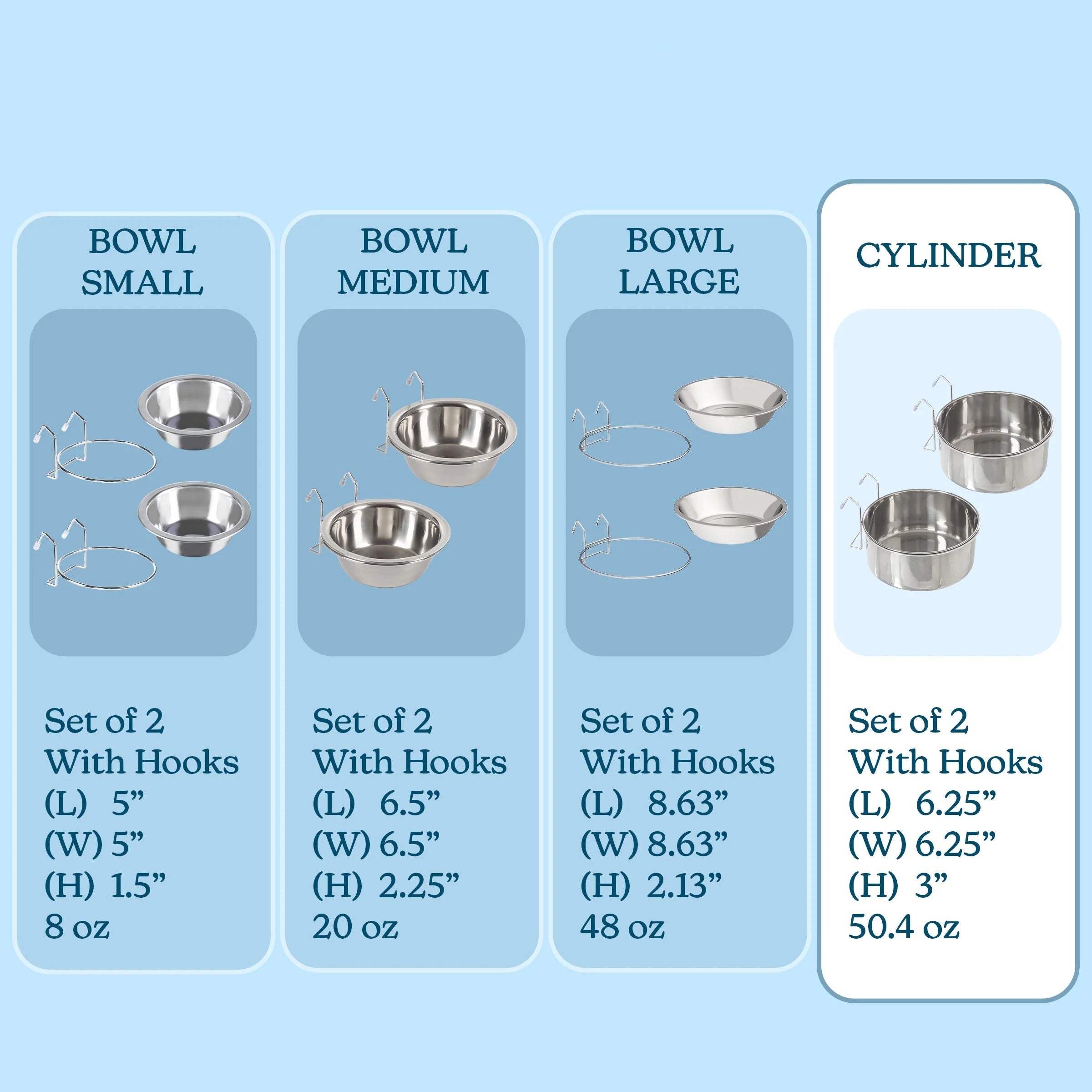 Set of 2 Stainless-Steel Hanging Dog Bowls with Elevated Stand, 50.4oz Each, Durable No-Spill Pet Feeding Bowls for Dogs, Cats, and Small Animals