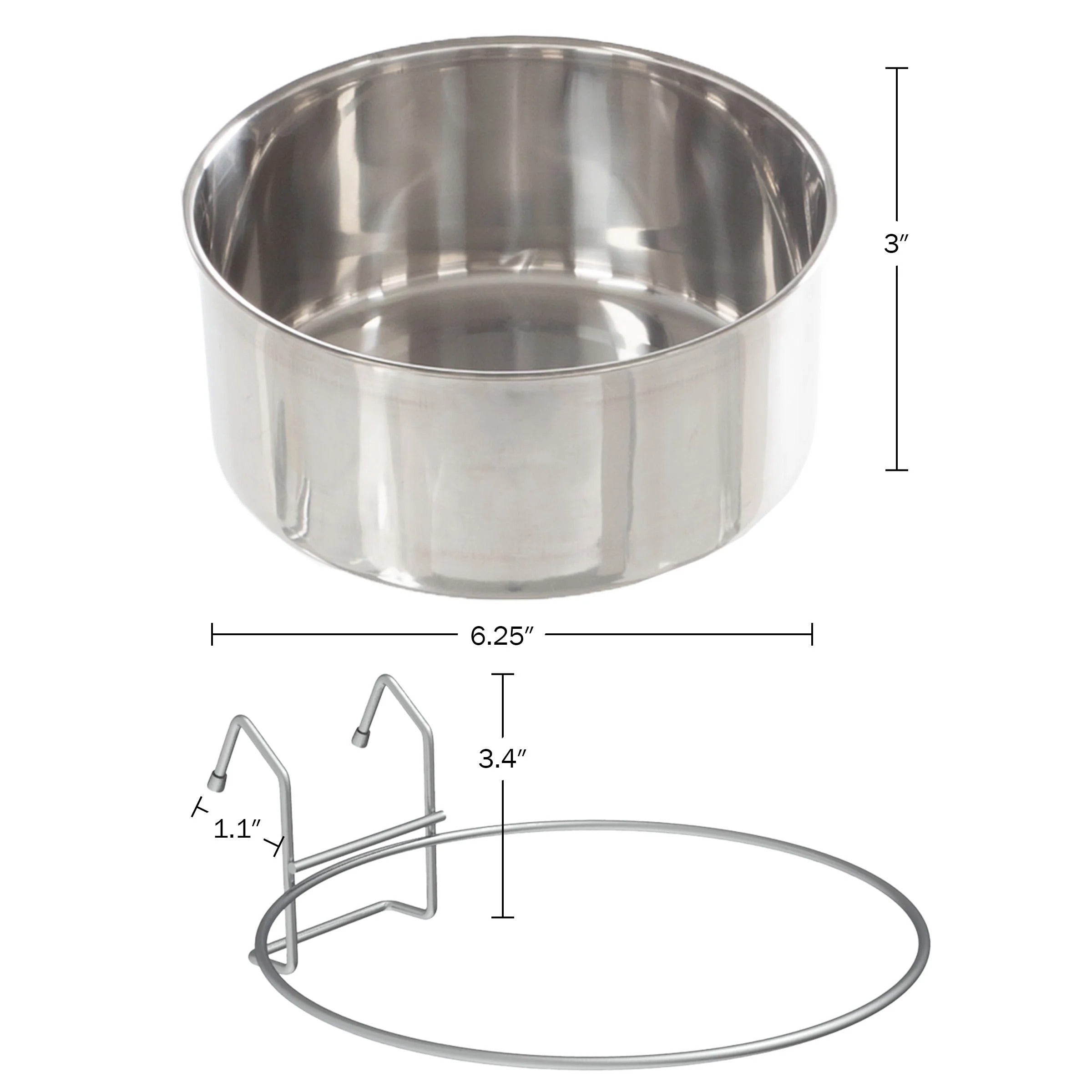 Set of 2 Stainless-Steel Hanging Dog Bowls with Elevated Stand, 50.4oz Each, Durable No-Spill Pet Feeding Bowls for Dogs, Cats, and Small Animals