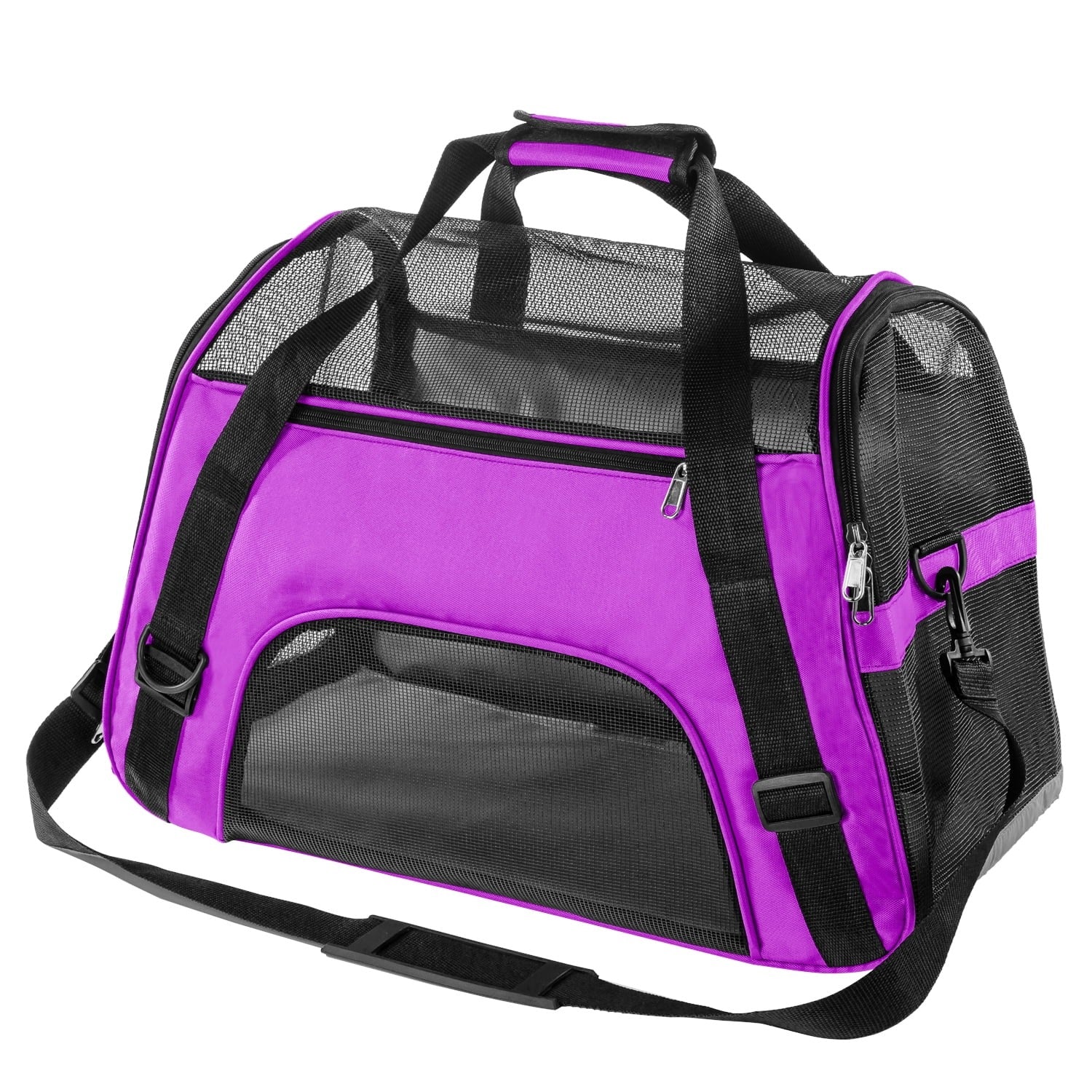 Purple Airline Approved Soft-Sided Pet Carrier for Cats and Small Dogs, Breathable Mesh Travel Carrier for Cabin Flights
