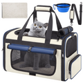 Blue Collapsible Airline Approved Cat Carrier for Large Cats and Small Dogs, Soft-Sided Travel Carrier with Breathable Mesh Design