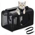 Black Airline Approved Soft-Sided Cat Carrier with 4-Sided Mesh, Collapsible Pet Travel Carrier for Cats and Small Dogs