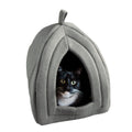Gray Small Animal Cat House for Rabbits, Guinea Pigs, and Other Small Pets, Plush Indoor Pet Hideout Bed