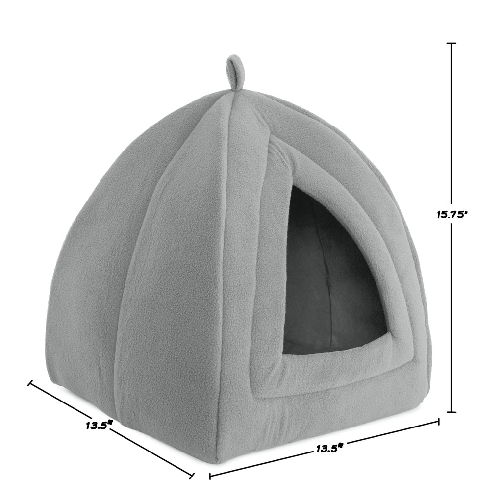 Gray Small Animal Cat House for Rabbits, Guinea Pigs, and Other Small Pets, Plush Indoor Pet Hideout Bed