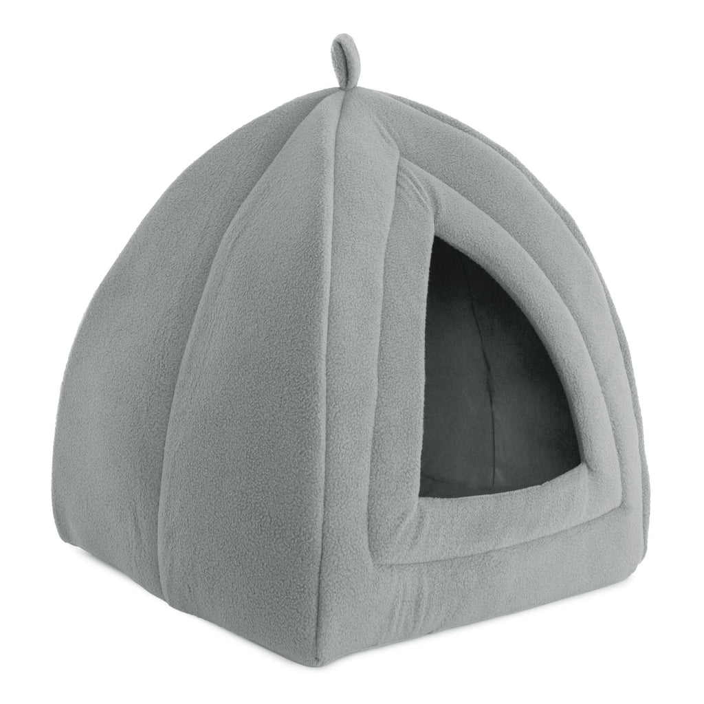Gray Small Animal Cat House for Rabbits, Guinea Pigs, and Other Small Pets, Plush Indoor Pet Hideout Bed
