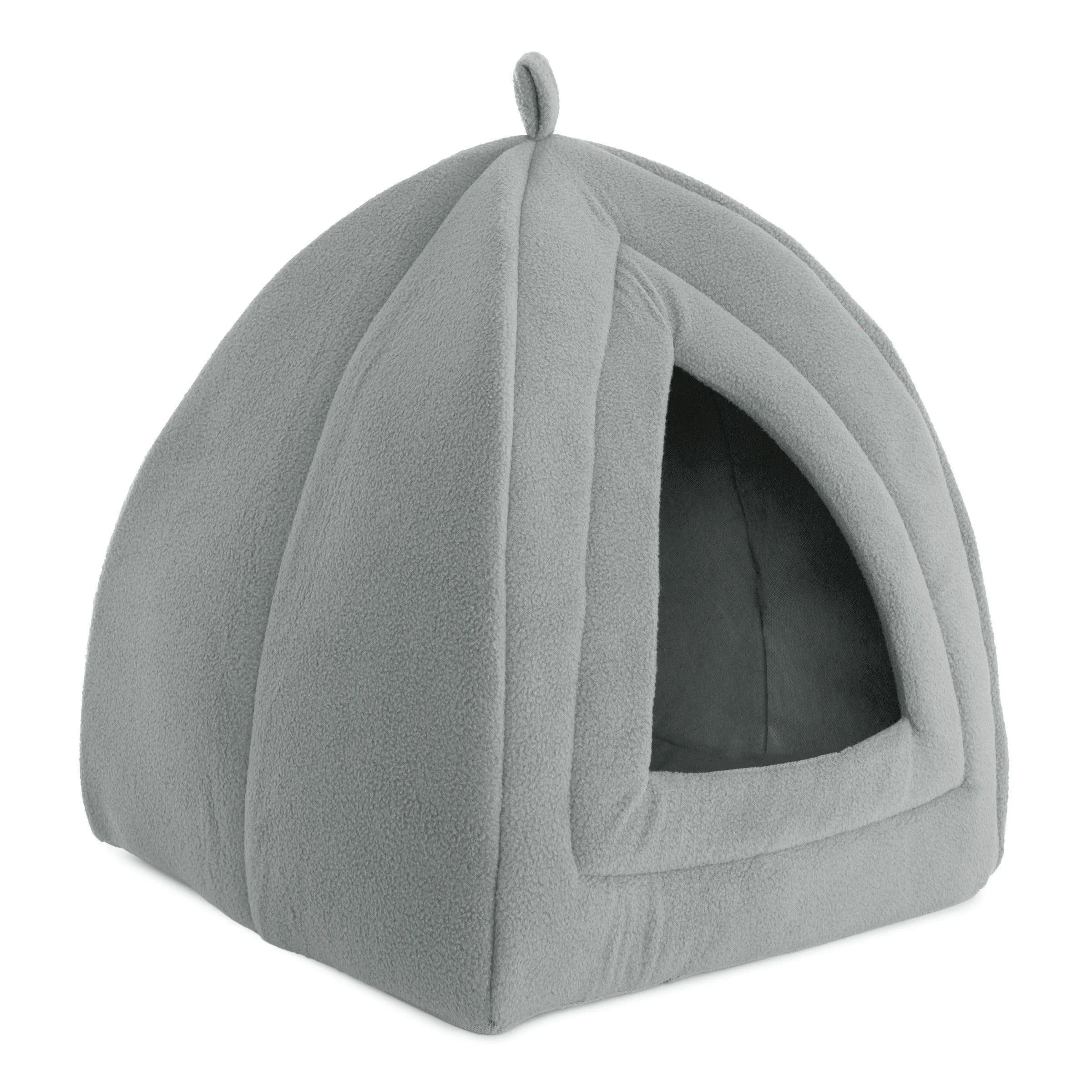 Gray Small Animal Cat House for Rabbits, Guinea Pigs, and Other Small Pets, Plush Indoor Pet Hideout Bed