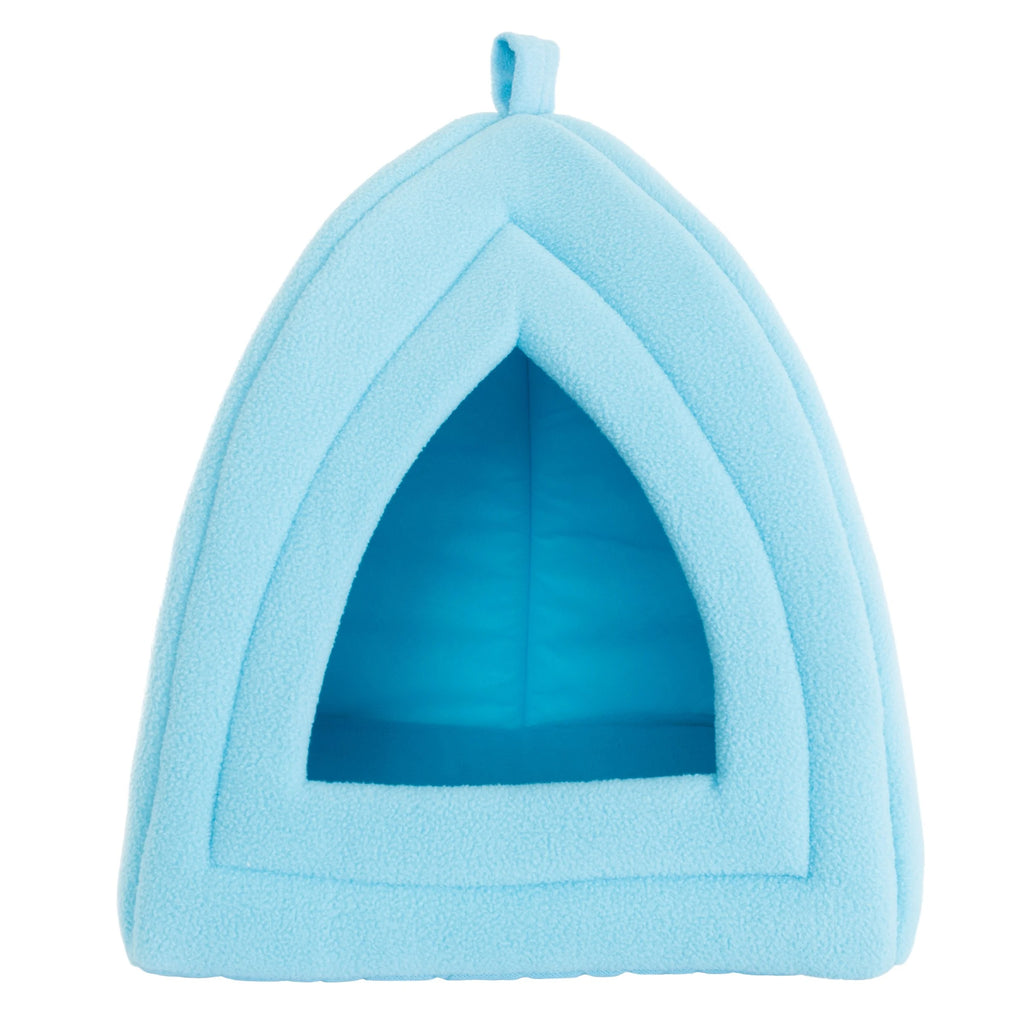 Blue Plush Cat House for Kittens, Rabbits, and Small Animals, Indoor Cozy Hideout Bed for Cats and Small Pets