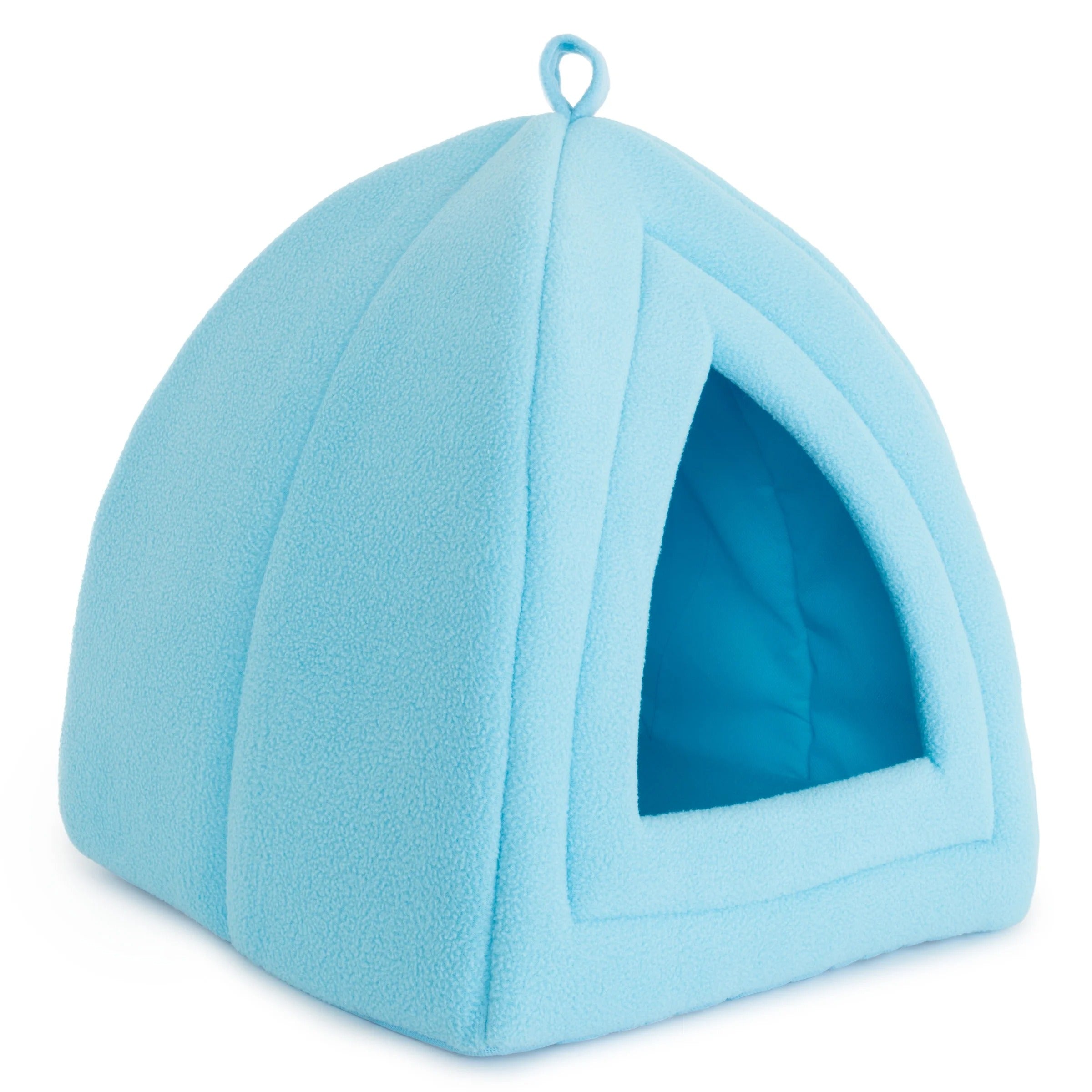 Blue Plush Cat House for Kittens, Rabbits, and Small Animals, Indoor Cozy Hideout Bed for Cats and Small Pets
