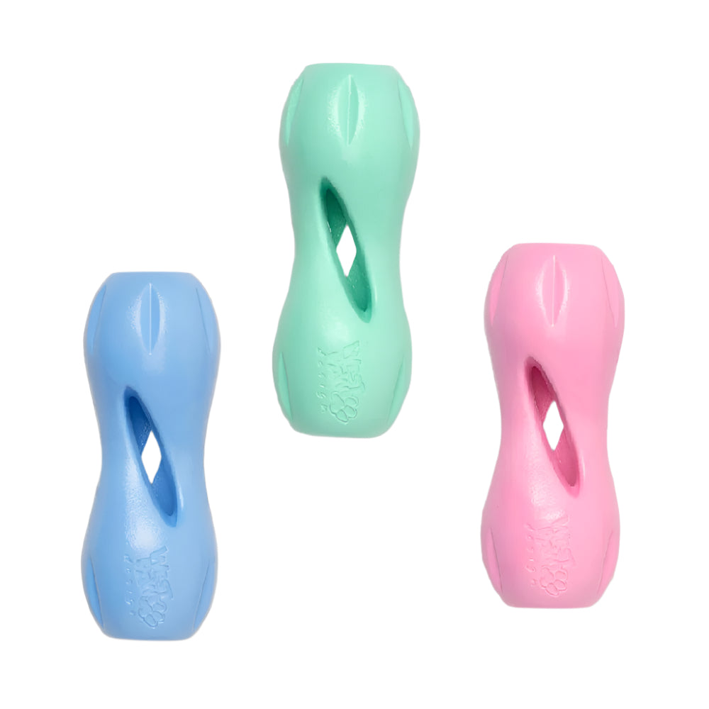 Interactive Dog Treat Dispensing Chew Toy Puzzle for Boredom Relief, Durable Food Holder Toy for Small and Large Dogs, Aqua / Tangerine / Green